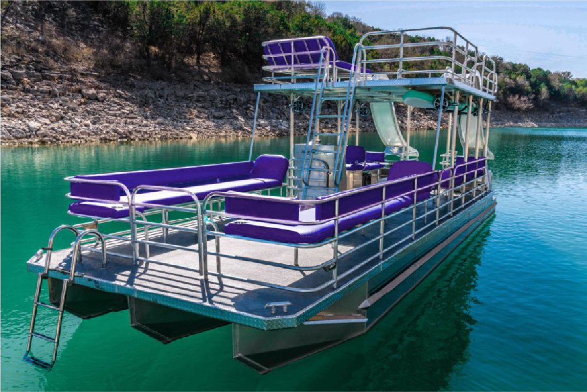 Double decker party boat on Lake Travis