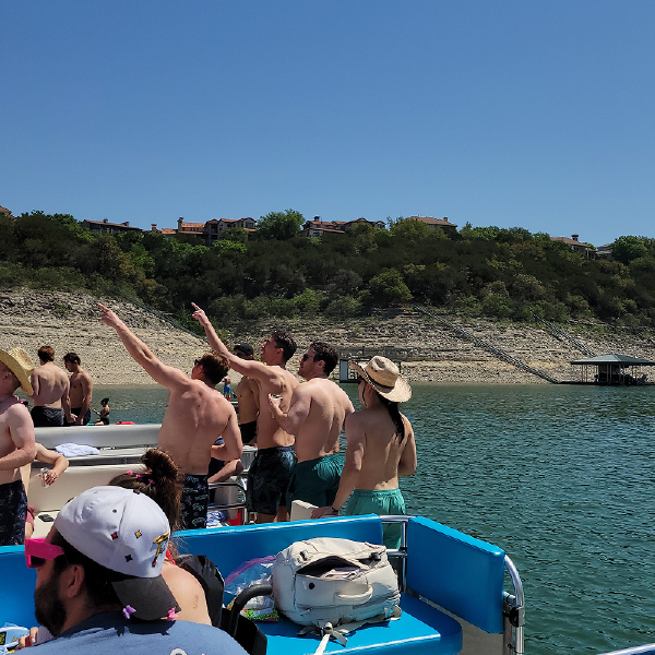 A Group of guys on a bachelor party - Keep Austin Wet Boat Rentals
