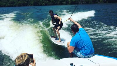 Wakesurfing on Lake Travis